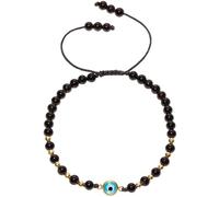 Wizock Spiritual 4mm Crystals Beaded Bracelets Simple Protection Handmade Adjustable Bracelets for Women Evil Eye Jewelry Good Luck (Black Onyx)