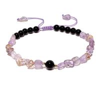 Wizock Spiritual Black Obsidian Beaded Anklet Protection Irregular Tumbled Stones Ankle Bracelets for Women Boho Beach Foot Chain Jewelry (Ametrine)