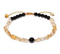 Wizock Spiritual Black Obsidian Beaded Anklet Protection Irregular Tumbled Stones Ankle Bracelets for Women Boho Beach Foot Chain Jewelry (Citrine)