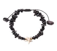 Wizock Spiritual Black Tourmaline Chips Beaded Bracelets for Women Protection Boho Starfish Bracelets Balance Energy Surfer Beach Jewelry