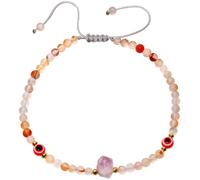 Wizock Spiritual Red Flower Agate/Raw Amethyst Beaded Anklet Love Wealth Protection Evil Eye Ankle Bracelets for Women Good Luck Jewelry