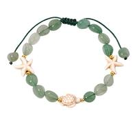 Wizock Spiritual Tumbled Stones Beaded Bracelets Turtle Starfish Boho Bracelets for Women Handmade Vacation Beach Jewelry (Aventurine)