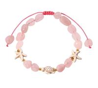 Wizock Spiritual Tumbled Stones Beaded Bracelets Turtle Starfish Boho Bracelets for Women Handmade Vacation Beach Jewelry (Rose Quartz)
