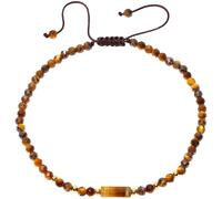Wizock Spiritual Yellow Tiger Eye Stone Beaded Anklet Wealth Dainty Faceted Beads Ankle Bracelets for Women Protection Energy Beach Foot Jewelry