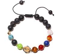 Wizock The Eight Planets Lava Stone Beaded Bracelets Essential Oil Diffuser Solar System Bracelets for Women and Men Space Gifts Unisex