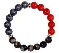 Wizock Triple Obsidian/Lava Stone/Agate Beaded Bracelets for Women Men Essential Oil Diffuser Yoga Meditation Stretch Bracelets (Red)