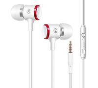 Wizoowip Bass-enhanced Wired Headphone High-fidelity Noise Canceling In-ear Earphone 3.5mm Plug Stable Transmission Headset with Mic Bass Dual Driver for White