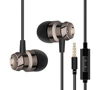 Wizoowip Dirt-resistant Wired Headphones Wear-resistant Universal In-ear with Hifi Sound Surround Bass Built-in Noise-cancelling Microphone Black