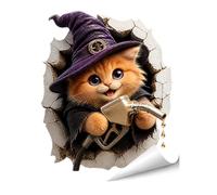 Wizoowip Halloween Car Sticker, Broken Hole Effect Spider Decal, 3D Visual Spooky Cat Owl Sticker, Waterproof PVC Self-Adhesive, Clean Removal No Damage, for Car Body Window Fuel Cap Holiday Party E