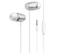 Wizoowip Hifi Hd-compatible Earphones Dirt-resistant Metal Heavy Bass In-ear Earbuds with Microphone Sound Waterproof Noise-cancelling 3.5mm Silver