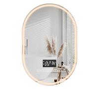 Wizoowip LED Bathroom Mirror 60x90cm with Bluetooth Speaker, Bathroom Mirrors Oval Smart Illuminated Vanity Mirror with Anti-Fog & Memory Function, 3 Colors Dimmable Backlit Wall Mirror (white)