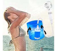 Wizoowip Portable Shower for Camping, Battery Powered Camping Shower Head Sprayer, 2200mAh Electric Outdoor Showers Pump for RV, Camp, Hiking, Travel,Pet, Car Washing (Blue)