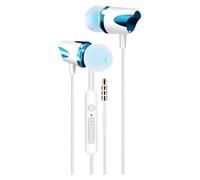 Wizoowip Waterproof Wired Headphones with Hifi Hd-compatible Speakers Fashion Electroplating In-ear Noise-cancelling Microphone Blue