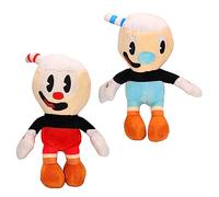 wiztex Cup-Head Mug-Man Stuffed Animal - 23 cm Washable Anime Toy - Embroidered Eyes YouTube Video Plush Toy - Cup-Head and Mug-Man Stuffed Animal Gift for Kids (2 Pcs)