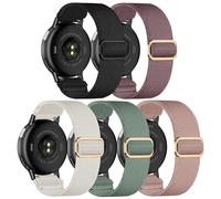 Wizvv Pack of 5 20 mm Wristbands Compatible with Garmin Vivoactive 5/3/Forerunner 55/165/245/645 Music, Nylon Fabric Watch Strap for Venu/Sq/2 Plus/Sq Music/Sq 2 Women and Men, 20mm, Nylon