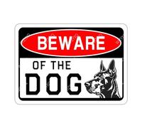 WIZYXQ Metal Doberman Beware Dog Sign Funny Vintage Aluminum Warning Decor for Yard Garden Garage Fence 8x12 Inches