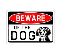 WIZYXQ Metal Sign - Beagle Beware of The Dog - Funny Aluminum Sign - Warning Decor for Yard, Garden, Garage, Fence - 8x12 Inches
