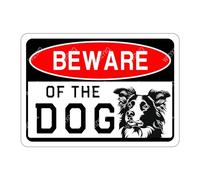 WIZYXQ Metal Sign - Border Collie Beware of Dog - Funny Vintage Aluminum Sign - Warning Decor for Yard, Garden, Garage, Fence - 8x12 Inches