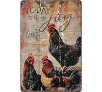 WIZYXQ Metal Signs Chickens Today I Choose Joy Sign Vintage Tin Sign Aluminum Sign Retro Wall Decor for Home Garden Yard Garage Bar Shop 8×12 Inches