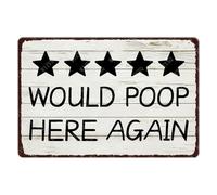 WIZYXQ Vintage Metal Sign Would Poop Here Again Sign Aluminum Tin Sign Wall Decor for Bathroom Toilet Home 12×8 Inch