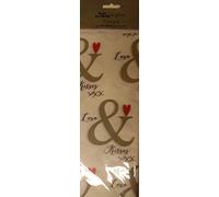 WJB Love and Kisses Hearts Wedding Engagement Printed Tissue Paper x 4 Sheets 50 x 70 cm