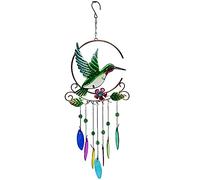 WJBABJ Glass Hummingbird Kingfisher Wind Chimes Suncatcher Outdoor Metal Hanging Bell Yard Garden Decoration Handmade Craft Windchime