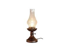 WJCCBJQXW Electric Glass Kerosene Lamp American Retro Nostalgic Table Lamp Classic Antique Iron Hurricane Kerosene Lantern (Color : White)