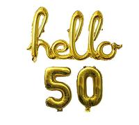 WJCCBJQXW Gold Silver Hello Foil Balloons with 16inch Number Balloon Birthday 18 21 25 30 40 50 Years Old Birthday Party Decorations 3pcs (Color : Gold 50)