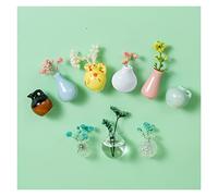 WJCCBJQXW Mini Ceramics Vase Fridge Magnets Label Bonsai Magnet Button Potted Simulation Flower Vase Refrigerator Message 3-10pcs Set (Color : 9pcs)