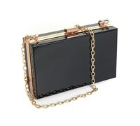 WJCD Clear Clutch Purse, Black, 7.1 x 4.1 x 2.2 Inches, Women's, Handbag, Clear, Rectangular, Minimal, Chain Strap, 45.3 Inches, Eco-Friendly, Wedding, Cocktail, School, Daily Use, Special Events