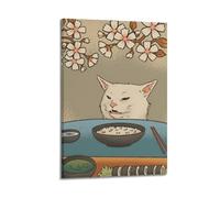 WJCSZS Japanese Funny Noodle Cat Wall Art Set Canvas Posters Premium Canvas Wall Art Stunning Landscape，Cityscape, And Classic Movie Modern Home Decor Art Prints For Living Room And Bed Room20x30inc