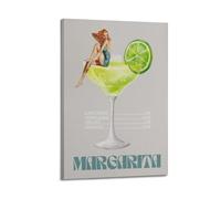 WJCSZS Margarita Cocktail Girl in Cup Bar Cart Art Print Posters Premium Canvas Wall Art Stunning Landscape，Cityscape, And Classic Movie Modern Home Decor Art Prints For Living Room And Bed Room16x24