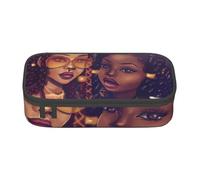 WJDWNDLZJ African American Women Print Large Capacity Multifunctional Pen Holder with Full-Page Printing, Durable Oxford Cloth Stationery Bag for Office, and Travel Essentials