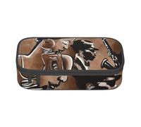 WJDWNDLZJ Afro American Woman Singing Print Large Capacity Multifunctional Pen Holder with Full-Page Printing, Durable Oxford Cloth Stationery Bag for Office, and Travel Essentials