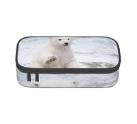 WJDWNDLZJ Baby Polar Bear Print Large Capacity Multifunctional Pen Holder with Full-Page Printing, Durable Oxford Cloth Stationery Bag for Office, and Travel Essentials