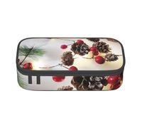 WJDWNDLZJ Christmas Garland with Lights Print Large Capacity Multifunctional Pen Holder with Full-Page Printing, Durable Oxford Cloth Stationery Bag for Office, and Travel Essentials