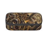 WJDWNDLZJ Cool Steampunk Gears Print Large Capacity Multifunctional Pen Holder with Full-Page Printing, Durable Oxford Cloth Stationery Bag for Office, and Travel Essentials