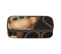 WJDWNDLZJ Cute Monkey Print Large Capacity Multifunctional Pen Holder with Full-Page Printing, Durable Oxford Cloth Stationery Bag for Office, and Travel Essentials