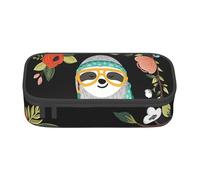 WJDWNDLZJ Cute Sloth Print Large Capacity Multifunctional Pen Holder with Full-Page Printing, Durable Oxford Cloth Stationery Bag for Office, and Travel Essentials