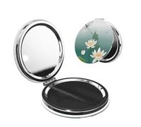 WJDWNDLZJ Dragonfly With Water Lily Print Travel Makeup Mirror, 1x/2x Magnification, Compact, Portable For Travel, Teen Girls & Bridesmaid Gifts.Round Shape