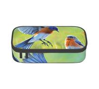 WJDWNDLZJ Eastern Bluebird Print Large Capacity Multifunctional Pen Holder with Full-Page Printing, Durable Oxford Cloth Stationery Bag for Office, and Travel Essentials