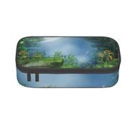 WJDWNDLZJ Fantasy Mushrooms Forest Print Large Capacity Multifunctional Pen Holder with Full-Page Printing, Durable Oxford Cloth Stationery Bag for Office, and Travel Essentials