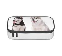 WJDWNDLZJ Husky Dogs Print Large Capacity Multifunctional Pen Holder with Full-Page Printing, Durable Oxford Cloth Stationery Bag for Office, and Travel Essentials