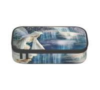 WJDWNDLZJ Lake Fairy Print Large Capacity Multifunctional Pen Holder with Full-Page Printing, Durable Oxford Cloth Stationery Bag for Office, and Travel Essentials