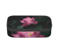 WJDWNDLZJ Lotus Flower Print Large Capacity Multifunctional Pen Holder with Full-Page Printing, Durable Oxford Cloth Stationery Bag for Office, and Travel Essentials