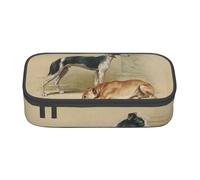 WJDWNDLZJ Many Greyhounds Print Large Capacity Multifunctional Pen Holder with Full-Page Printing, Durable Oxford Cloth Stationery Bag for Office, and Travel Essentials