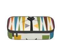 WJDWNDLZJ Mid-Century Modern Art Cat Print Large Capacity Multifunctional Pen Holder with Full-Page Printing, Durable Oxford Cloth Stationery Bag for Office, and Travel Essentials