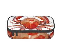 WJDWNDLZJ Red Crab Sea Print Large Capacity Multifunctional Pen Holder with Full-Page Printing, Durable Oxford Cloth Stationery Bag for Office, and Travel Essentials