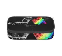 WJDWNDLZJ Rock Music Print Large Capacity Multifunctional Pen Holder with Full-Page Printing, Durable Oxford Cloth Stationery Bag for Office, and Travel Essentials