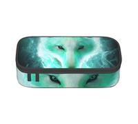 WJDWNDLZJ Wild Light Wolf Print Large Capacity Multifunctional Pen Holder with Full-Page Printing, Durable Oxford Cloth Stationery Bag for Office, and Travel Essentials